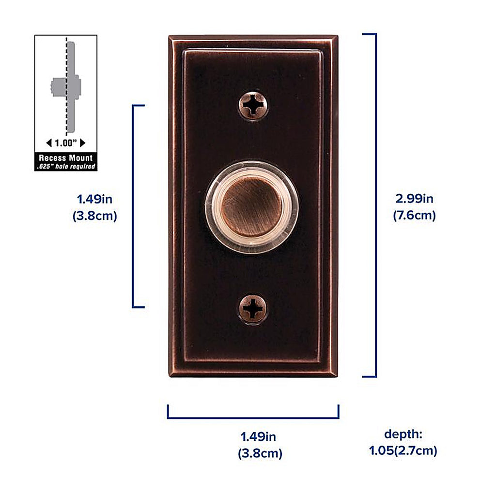 Heath Zenith SL-716-00 Oil Rubbed Bronze Metal Wired Pushbutton Doorbell