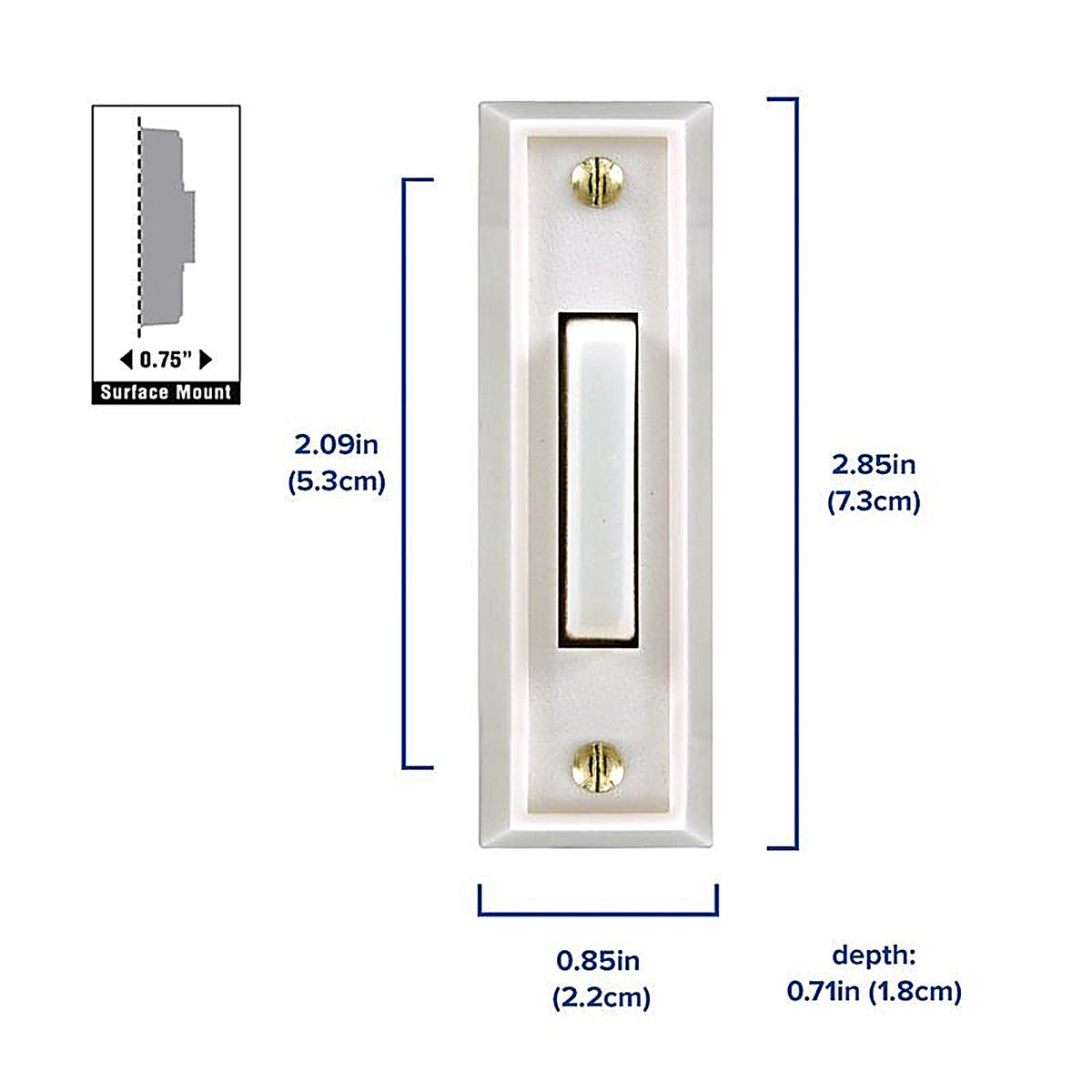 Heath Zenith SL-315-1-00 White Plastic Wired Pushbutton Doorbell