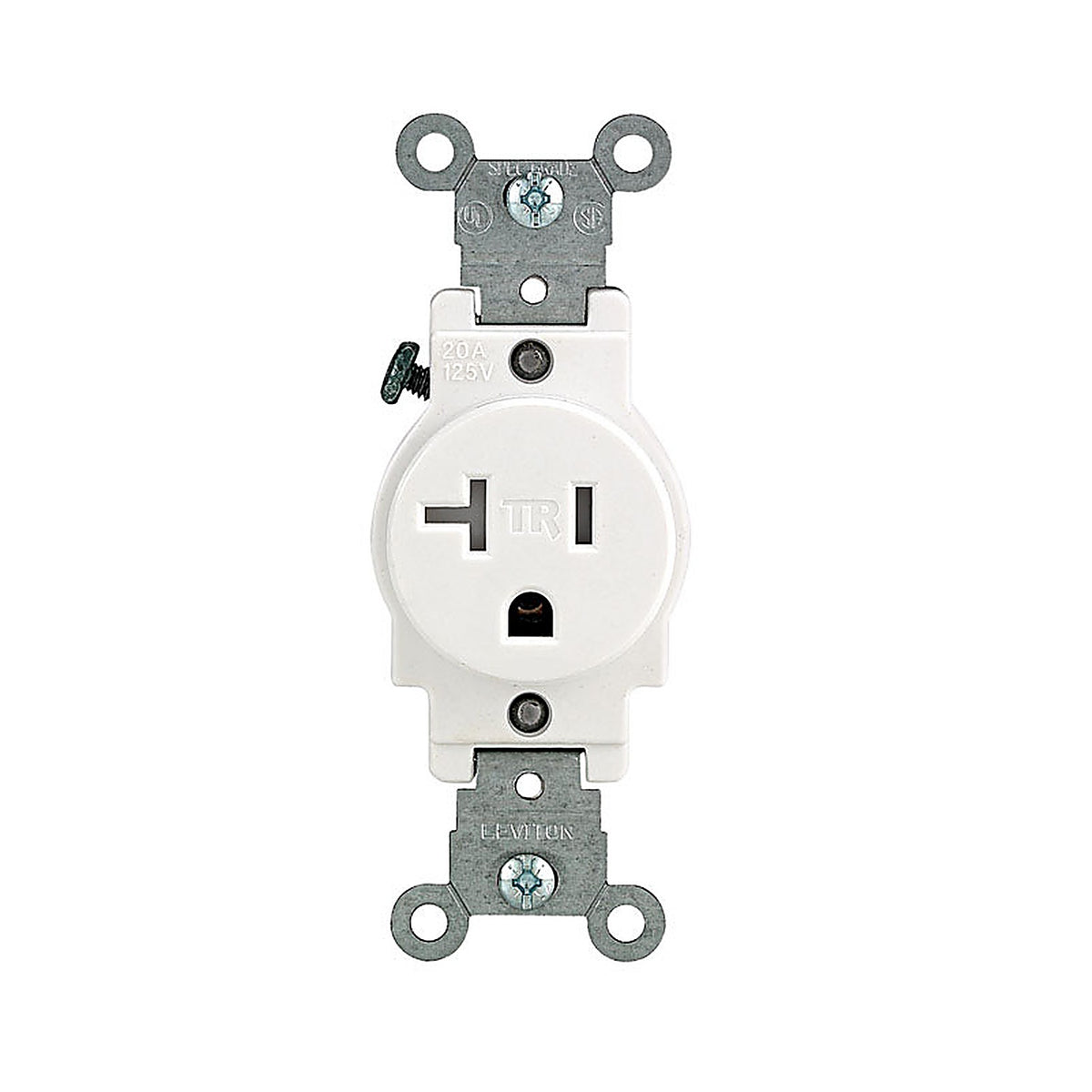Leviton T5020-0WS 20 amps 125 volt Single White Outlet 5-20R 1/Pack