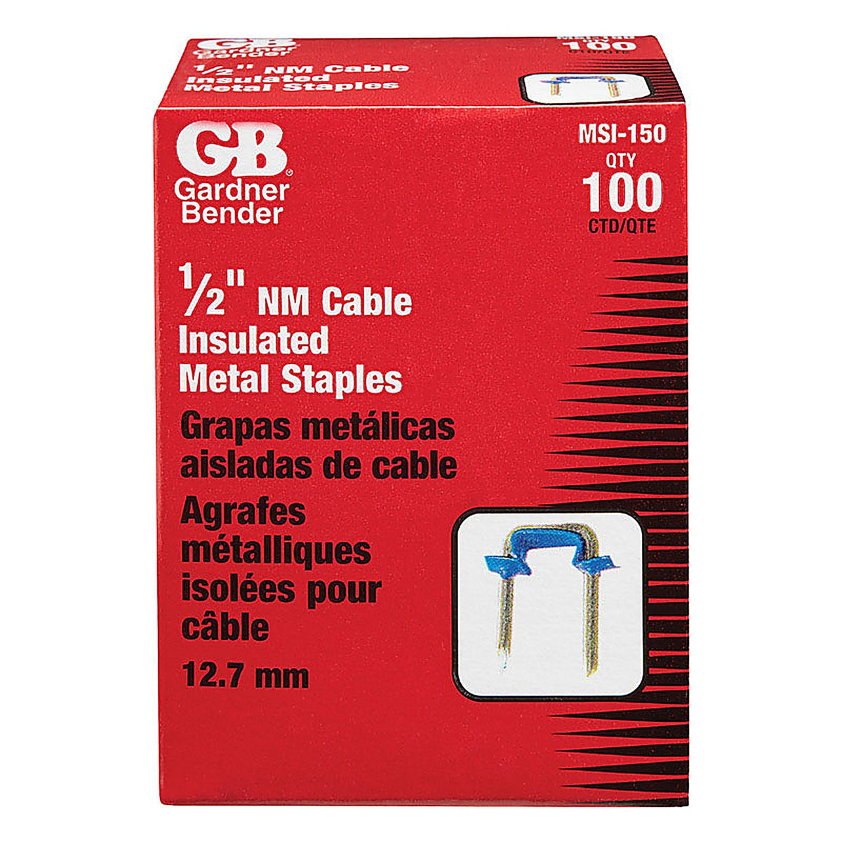 Gardner Bender MSI-150 1/2 in. W Metal Insulated Cable Staple 100/Pack