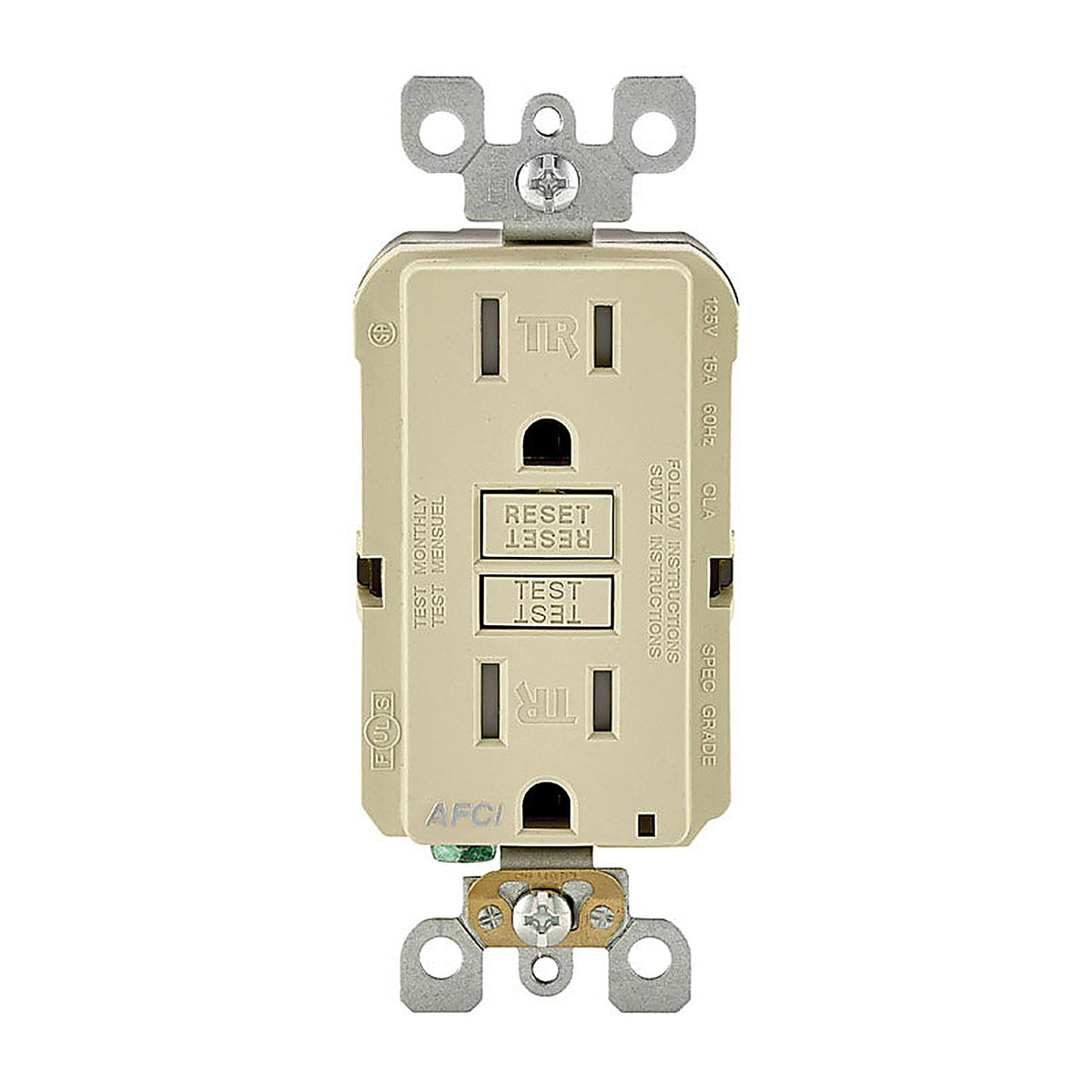 Leviton R01-AFTR1-0KI SmartlockPro 15 amps 120 volt Ivory AFCI Outlet 5-15R 1/Pack