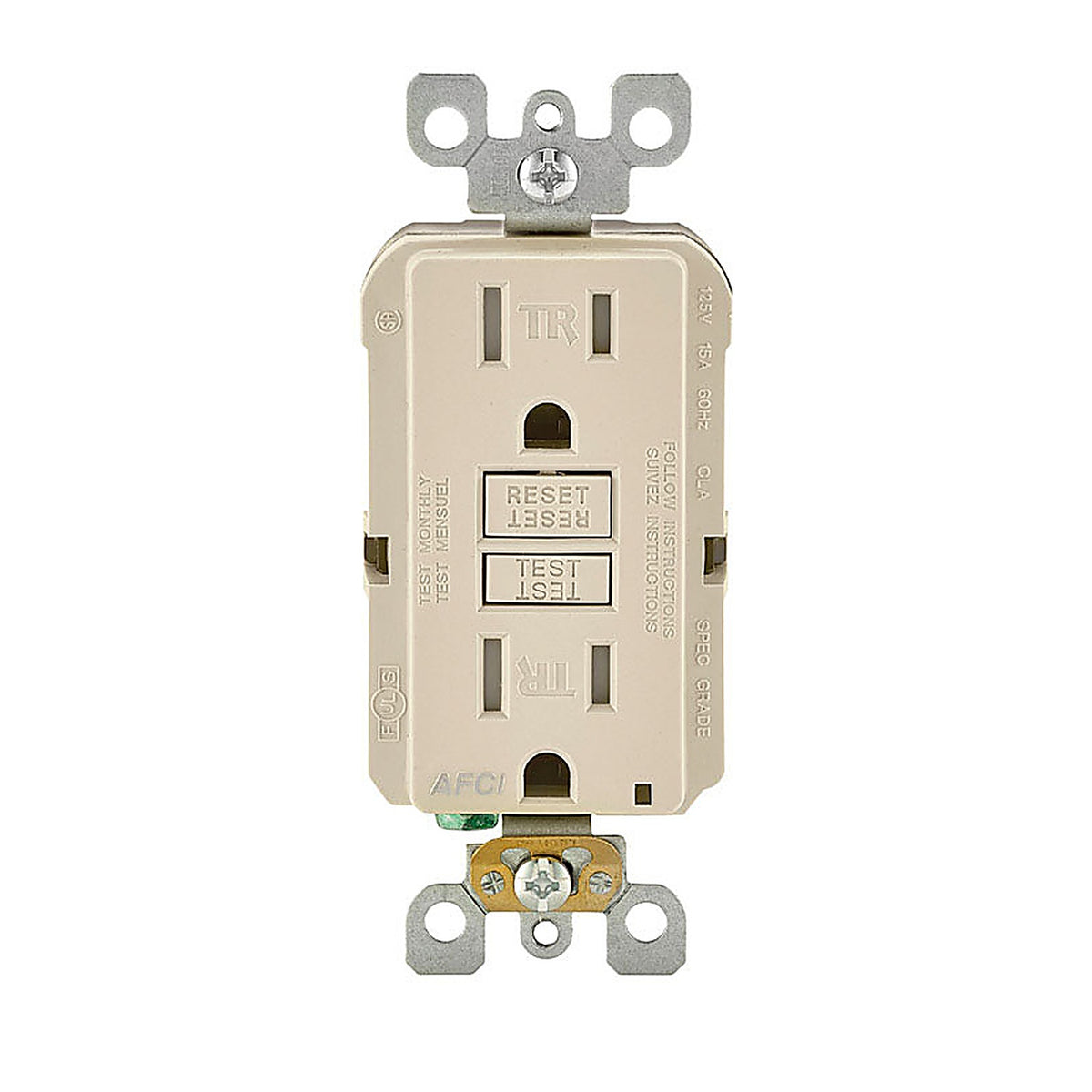 Leviton R02-AFTR1-0KT SmartlockPro 15 amps 120 volt Light Almond AFCI Outlet 5-15R 1/Pack