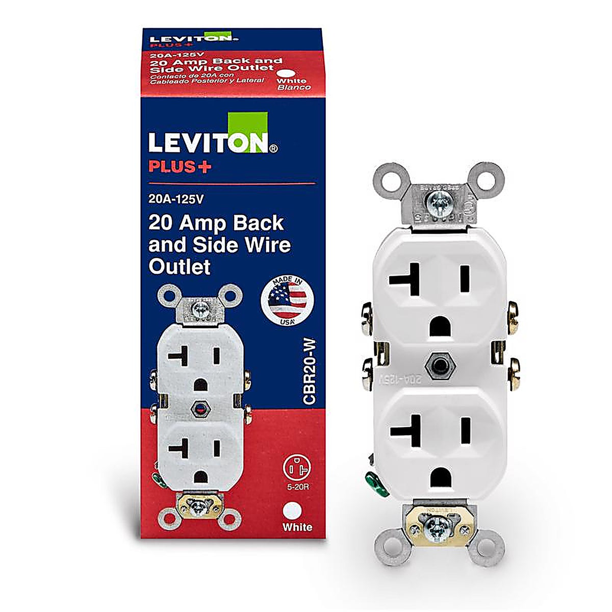 Leviton CBR20-00W 20 amps 125 volt Duplex White Outlet 5-20R 1/Pack