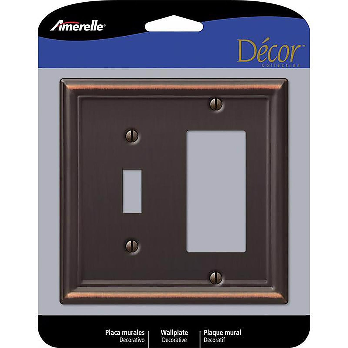 Amerelle - 149TRDB - Chelsea Aged Bronze 2 Gang Stamped Steel Decorator/Toggle Wall Plate 1 Pack