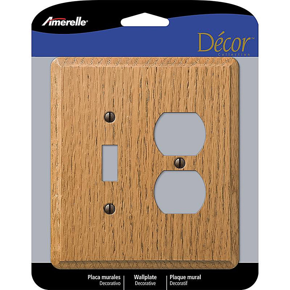 Amerelle 901TDL Contemporary Brown 2 gang Wood Duplex/Toggle Wall Plate 1/Pack