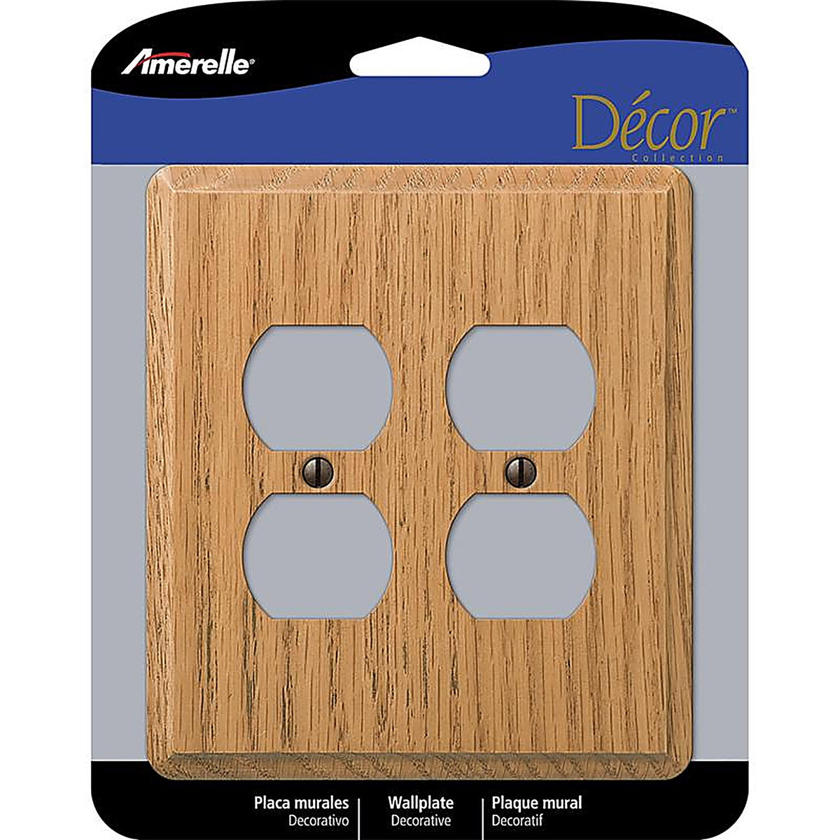 Amerelle - 901DDL - Contemporary Light Brown 2 Gang Oak Wood Duplex Wall Plate 1 Pack