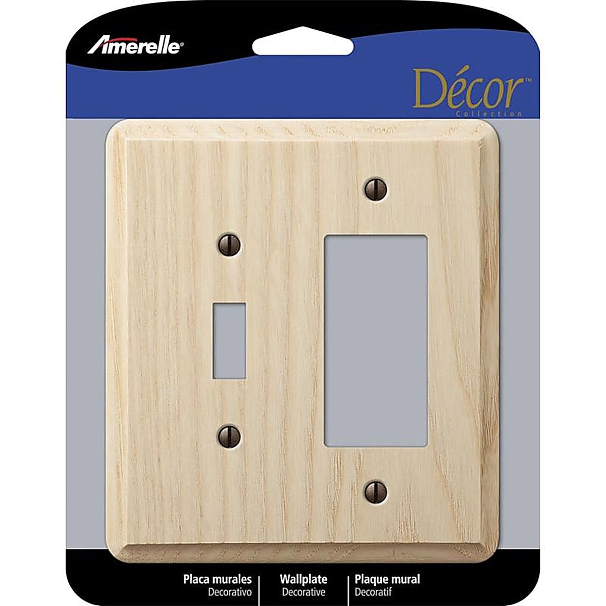 Amerelle - 401TR - Contemporary Unfinished Beige 2 Gang Wood Decorator/Toggle Wall Plate 1 Pack