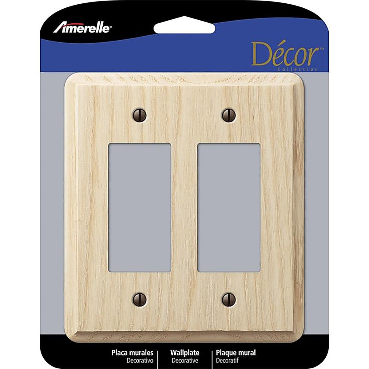 Amerelle - 401RR - Contemporary Unfinished Beige 2 Gang Wood Decorator Wall Plate 1 Pack