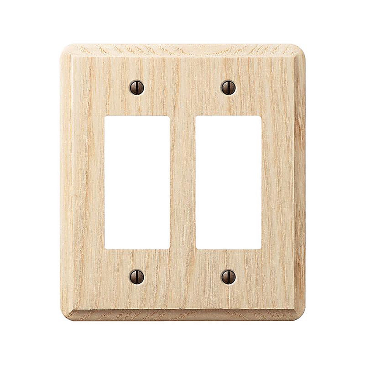 Amerelle - 401RR - Contemporary Unfinished Beige 2 Gang Wood Decorator Wall Plate 1 Pack