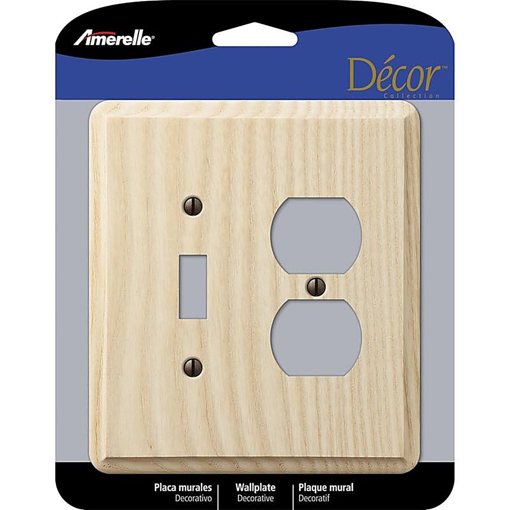 Amerelle - 401TD - Contemporary Unfinished Beige 2 Gang Ash Wood Duplex/Toggle Wall Plate 1 Pack