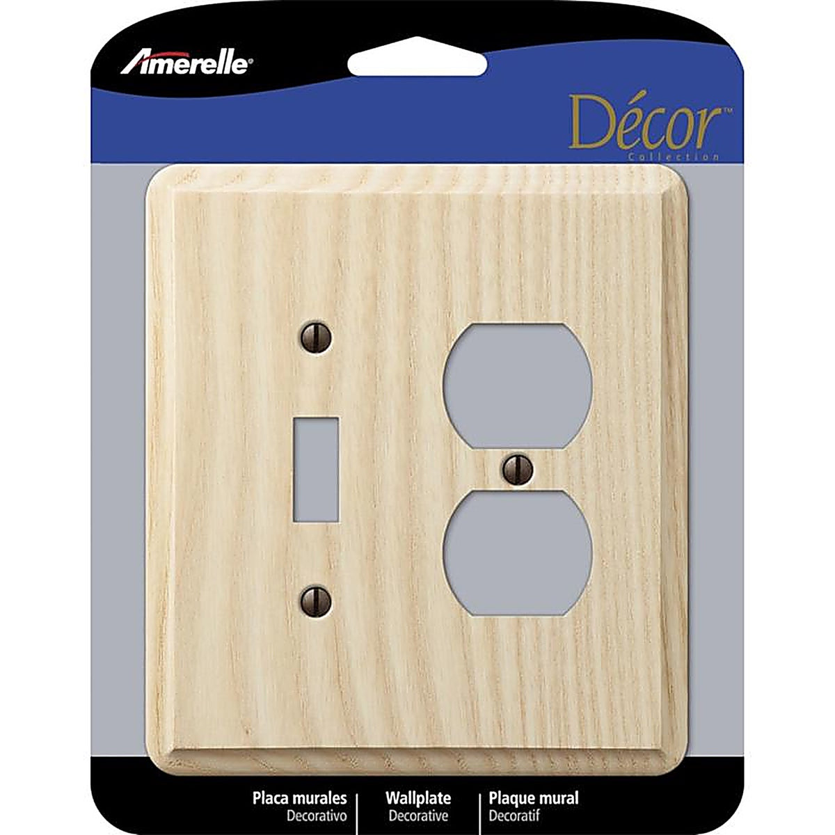 Amerelle - 401TD - Contemporary Unfinished Beige 2 Gang Ash Wood Duplex/Toggle Wall Plate 1 Pack