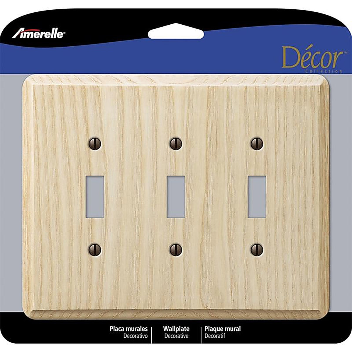 Amerelle - 401TTT - Contemporary Unfinished Beige 3 Gang Wood Toggle Wall Plate 1 Pack