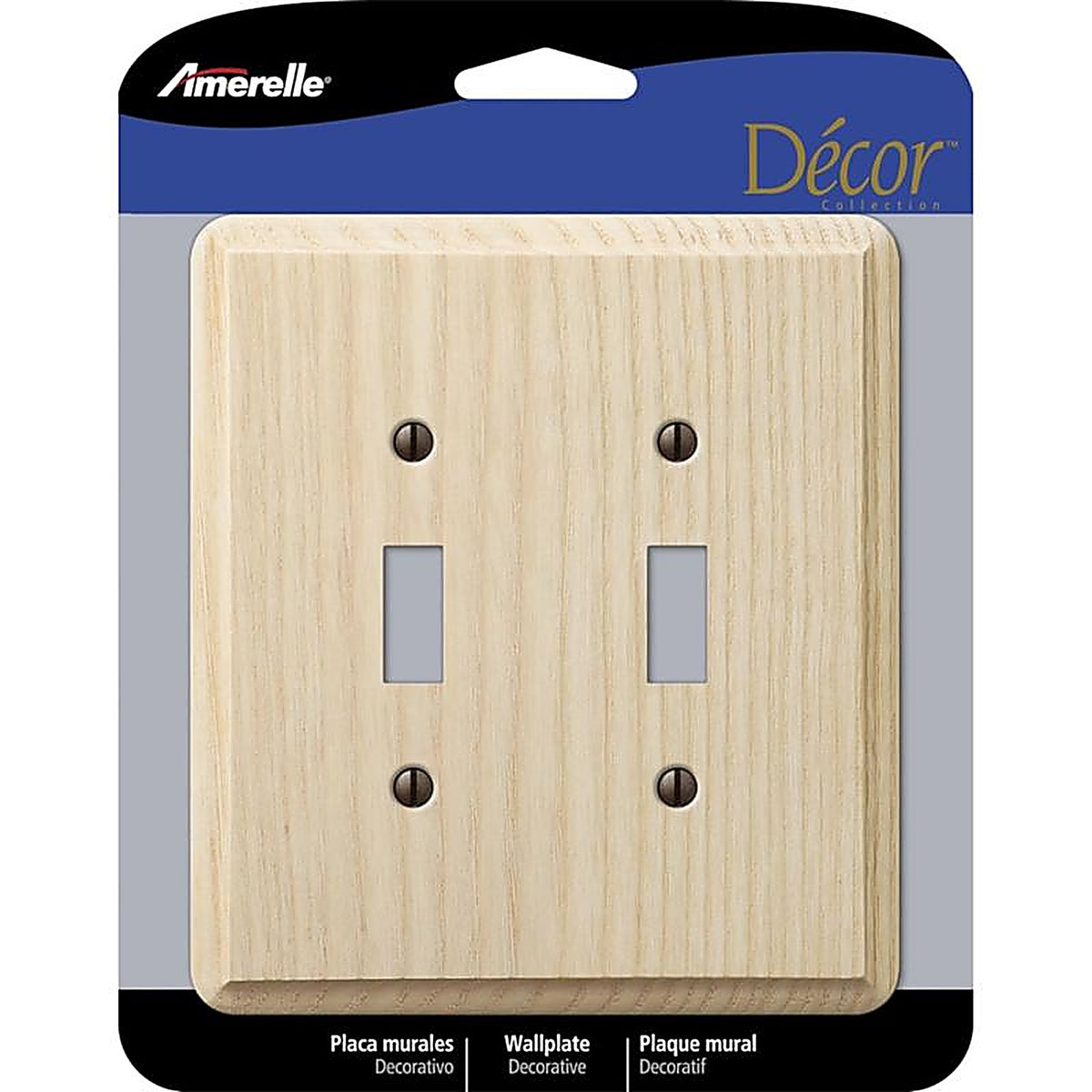 Amerelle - 401TT - Contemporary Unfinished Beige 2 Gang Wood Toggle Wall Plate 1 Pack