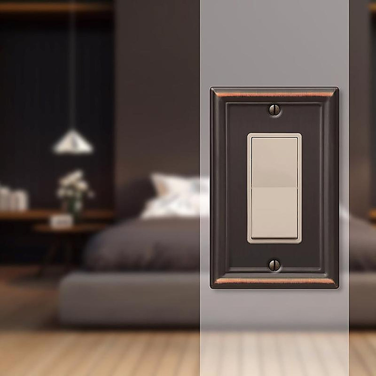 Amerelle 149RDB Chelsea Aged Bronze Bronze 1 gang Stamped Steel Rocker Wall Plate 1/Pack