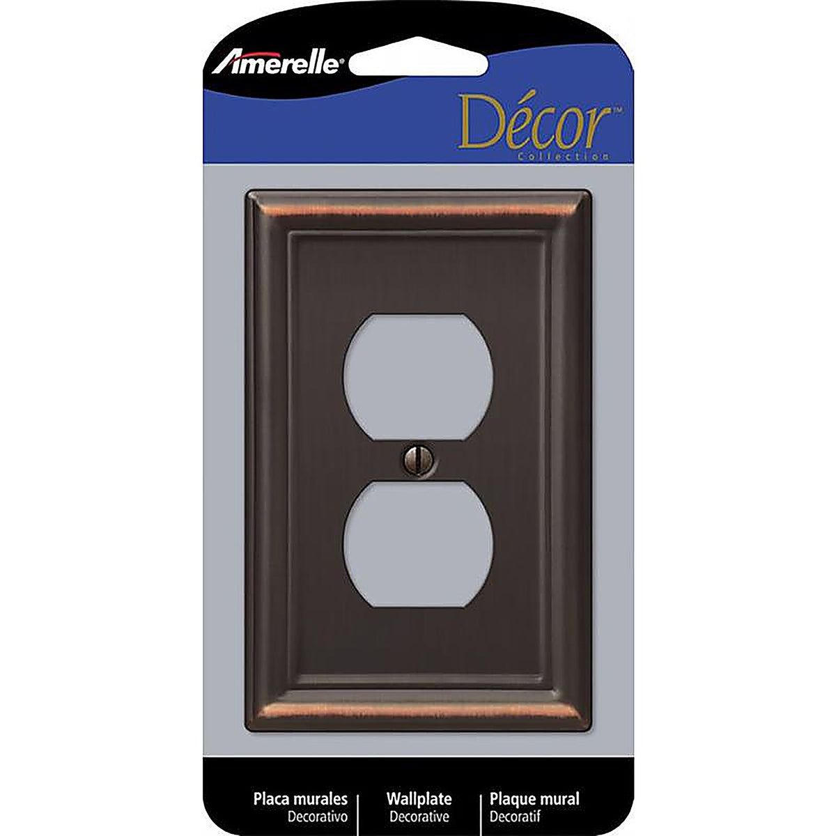 Amerelle 149DDB Chelsea Aged Bronze Bronze 1 gang Stamped Steel Duplex Outlet Wall Plate 1/Pack