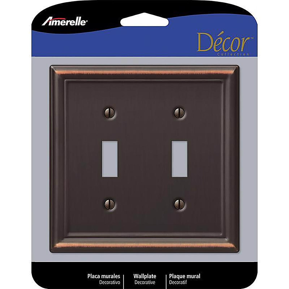 Amerelle 149TTDB Chelsea Aged Bronze Bronze 2 gang Stamped Steel Toggle Wall Plate 1/Pack