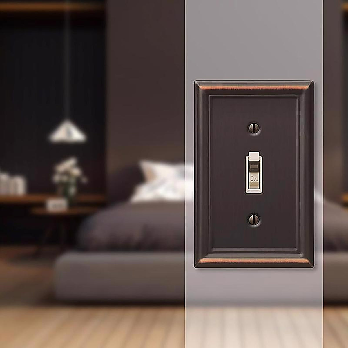 Amerelle 149TDB Chelsea Aged Bronze Bronze 1 gang Stamped Steel Toggle Wall Plate 1/Pack