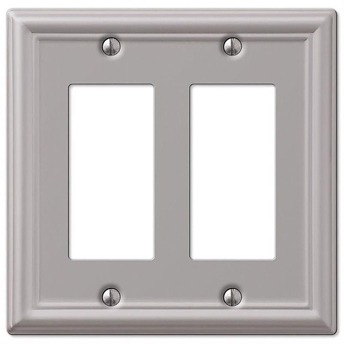 Amerelle - 149RRBN - Chelsea Brushed Nickel 2 Gang Stamped Steel Decorator Wall Plate 1 Pack
