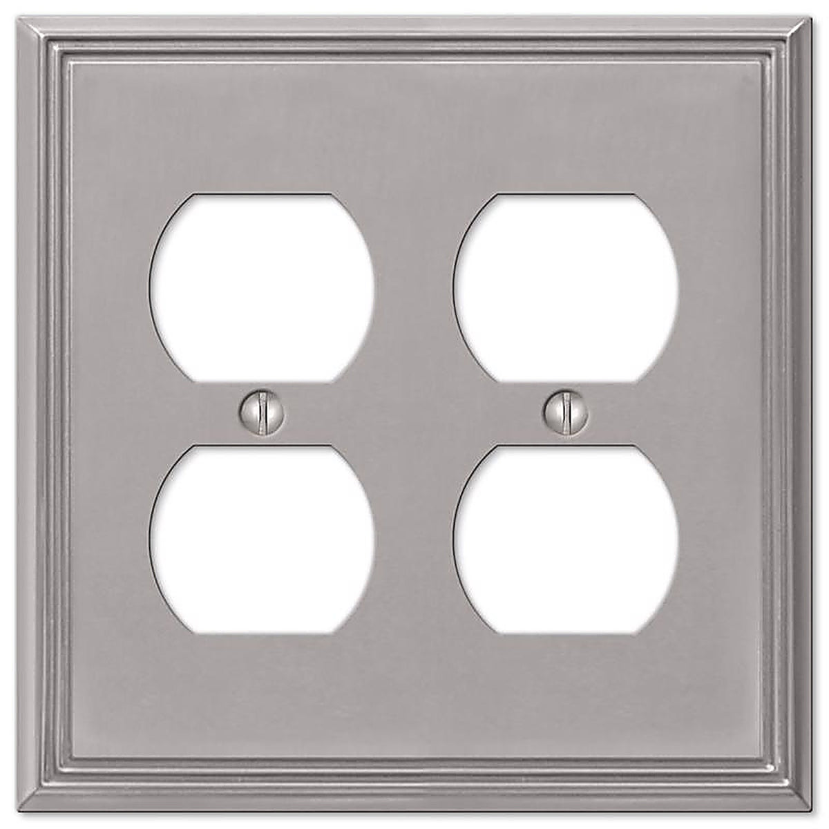 Amerelle - 77DDBN - Metro Brushed Nickel 2 Gang Die-Cast Metal Duplex Wall Plate 1 Pack