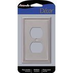 Amerelle 77DBN Metro Brushed Nickel Gray 1 gang Die-Cast Metal Duplex Outlet Wall Plate 1/Pack