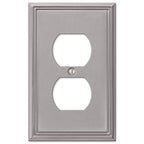 Amerelle 77DBN Metro Brushed Nickel Gray 1 gang Die-Cast Metal Duplex Outlet Wall Plate 1/Pack