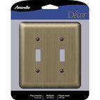 Amerelle - 154TT - Devon Brushed Brass 2 Gang Stamped Steel Toggle Wall Plate 1 Pack
