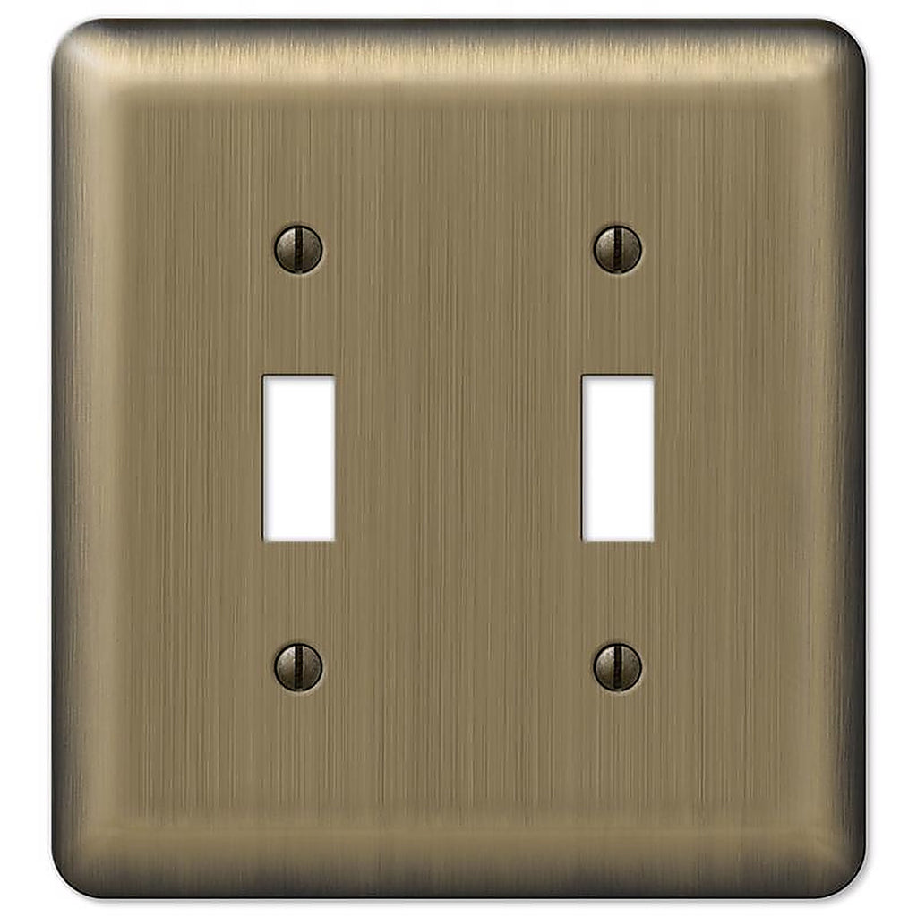 Amerelle - 154TT - Devon Brushed Brass 2 Gang Stamped Steel Toggle Wall Plate 1 Pack