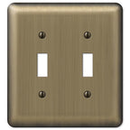 Amerelle - 154TT - Devon Brushed Brass 2 Gang Stamped Steel Toggle Wall Plate 1 Pack