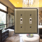 Amerelle - 154TT - Devon Brushed Brass 2 Gang Stamped Steel Toggle Wall Plate 1 Pack