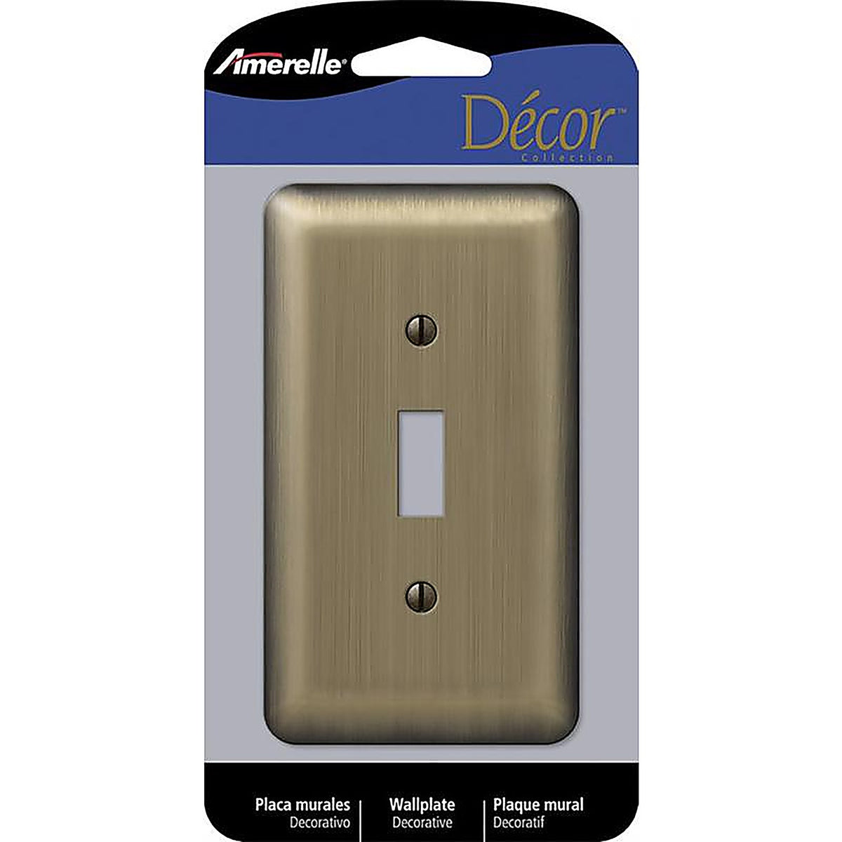 Amerelle 154T Devon Brushed Brass Brass 1 gang Stamped Steel Toggle Wall Plate 1/Pack