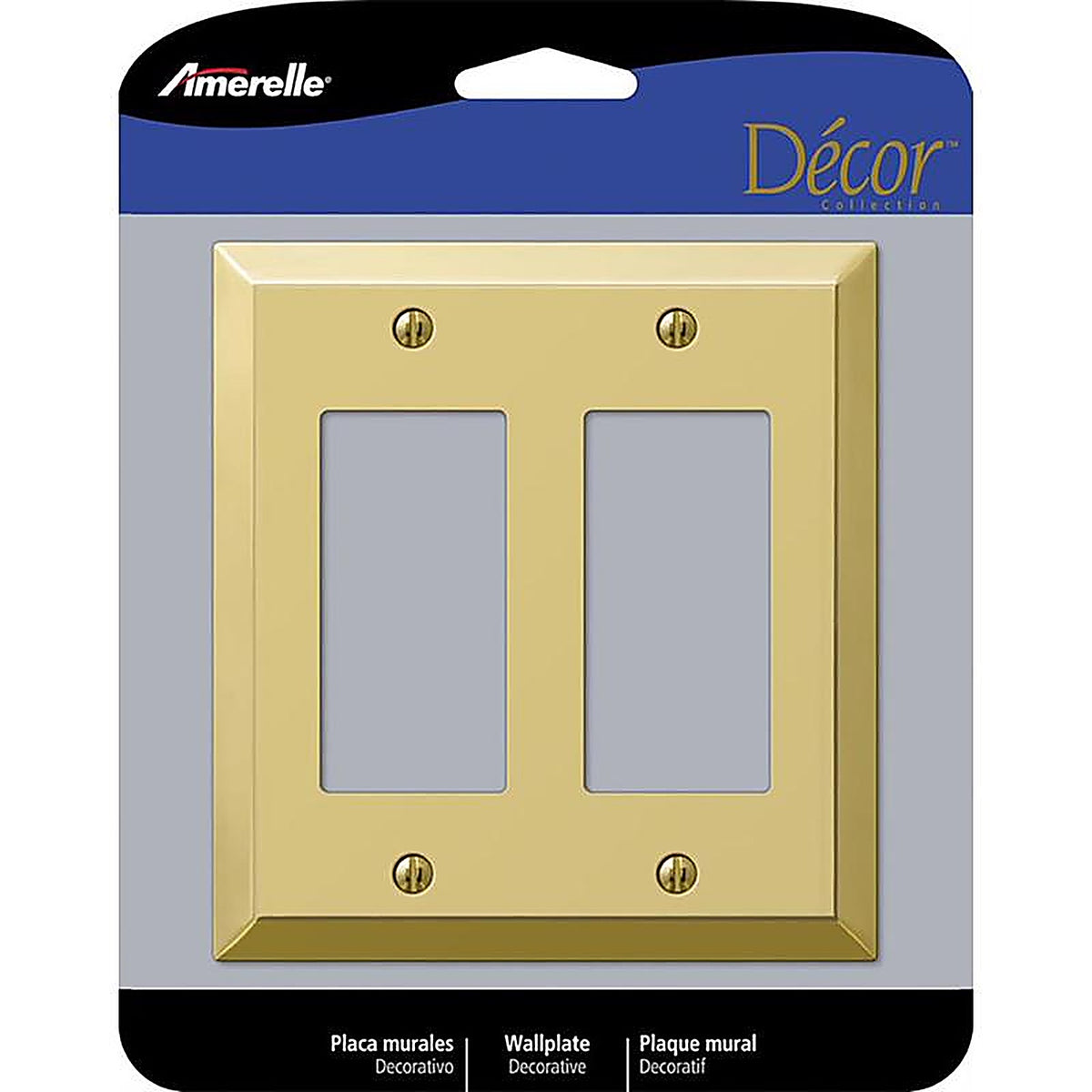 Amerelle - 163RRBR - Century Polished Brass 2 Gang Stamped Steel Decorator Wall Plate 1 Pack