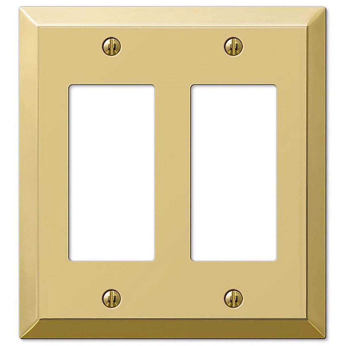 Amerelle - 163RRBR - Century Polished Brass 2 Gang Stamped Steel Decorator Wall Plate 1 Pack
