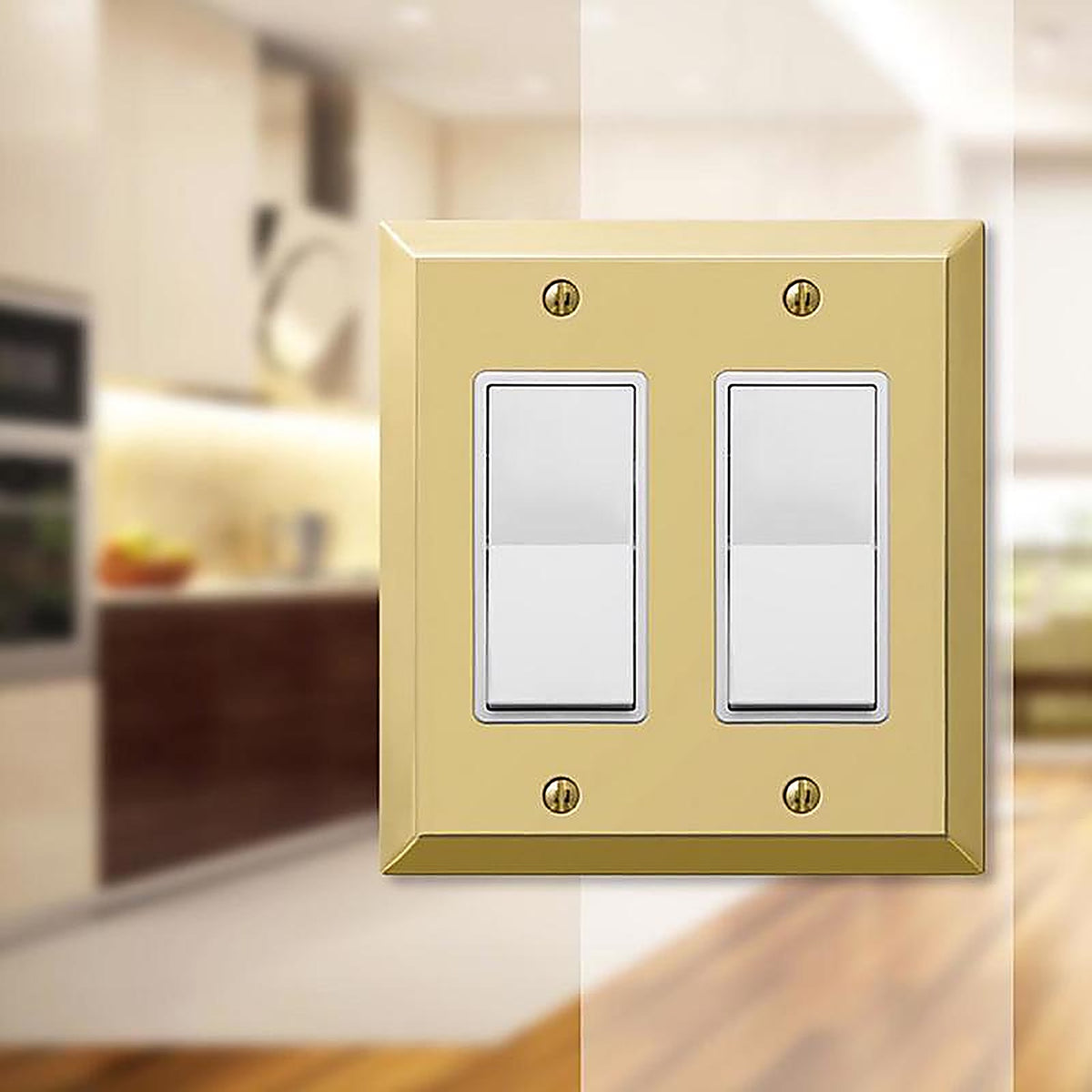 Amerelle - 163RRBR - Century Polished Brass 2 Gang Stamped Steel Decorator Wall Plate 1 Pack