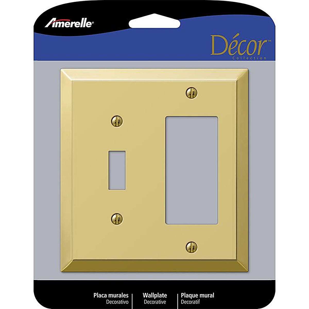 Amerelle - 163TRBR - Century Polished Brass 2 Gang Stamped Steel Decorator/Toggle Wall Plate 1 Pack