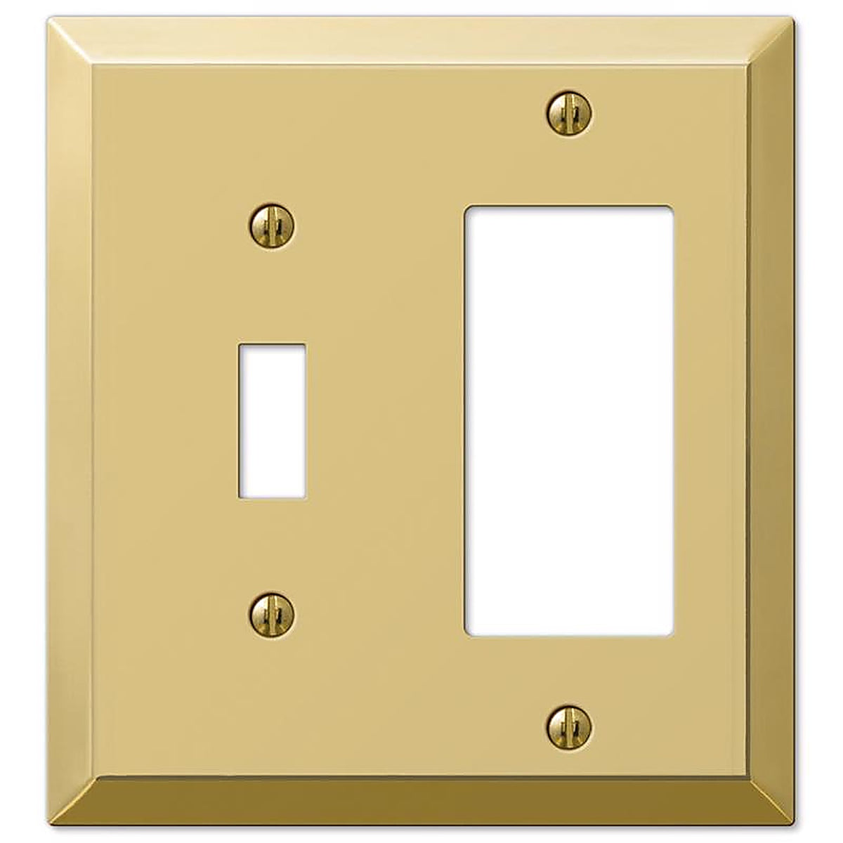 Amerelle - 163TRBR - Century Polished Brass 2 Gang Stamped Steel Decorator/Toggle Wall Plate 1 Pack