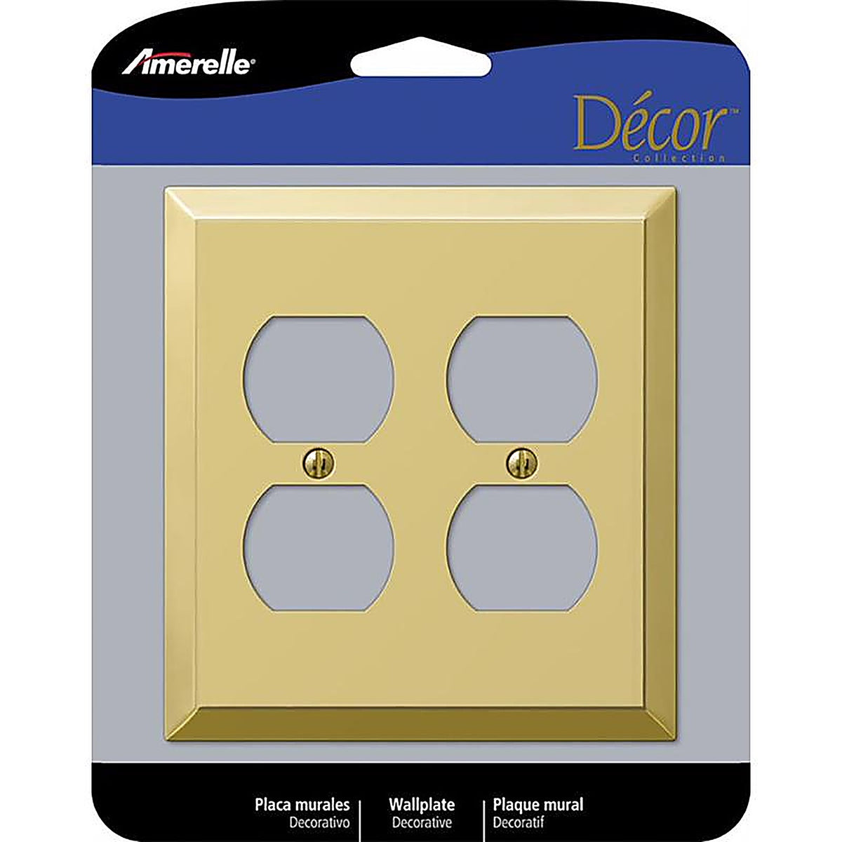 Amerelle - 163DDBR - Century Polished Brass 2 Gang Stamped Steel Duplex Wall Plate 1 Pack