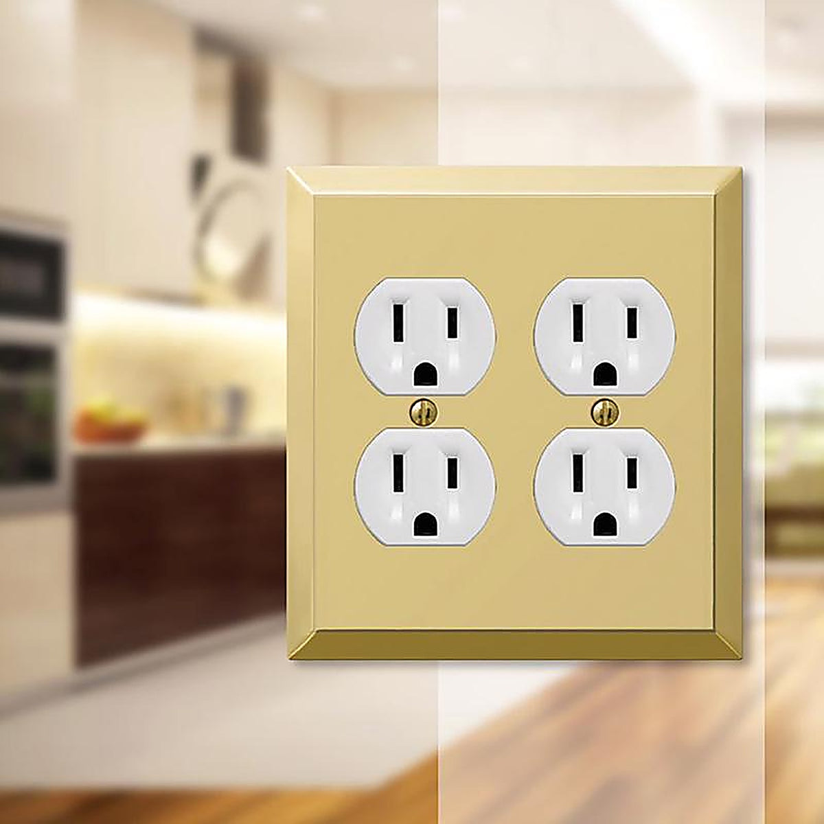 Amerelle - 163DDBR - Century Polished Brass 2 Gang Stamped Steel Duplex Wall Plate 1 Pack