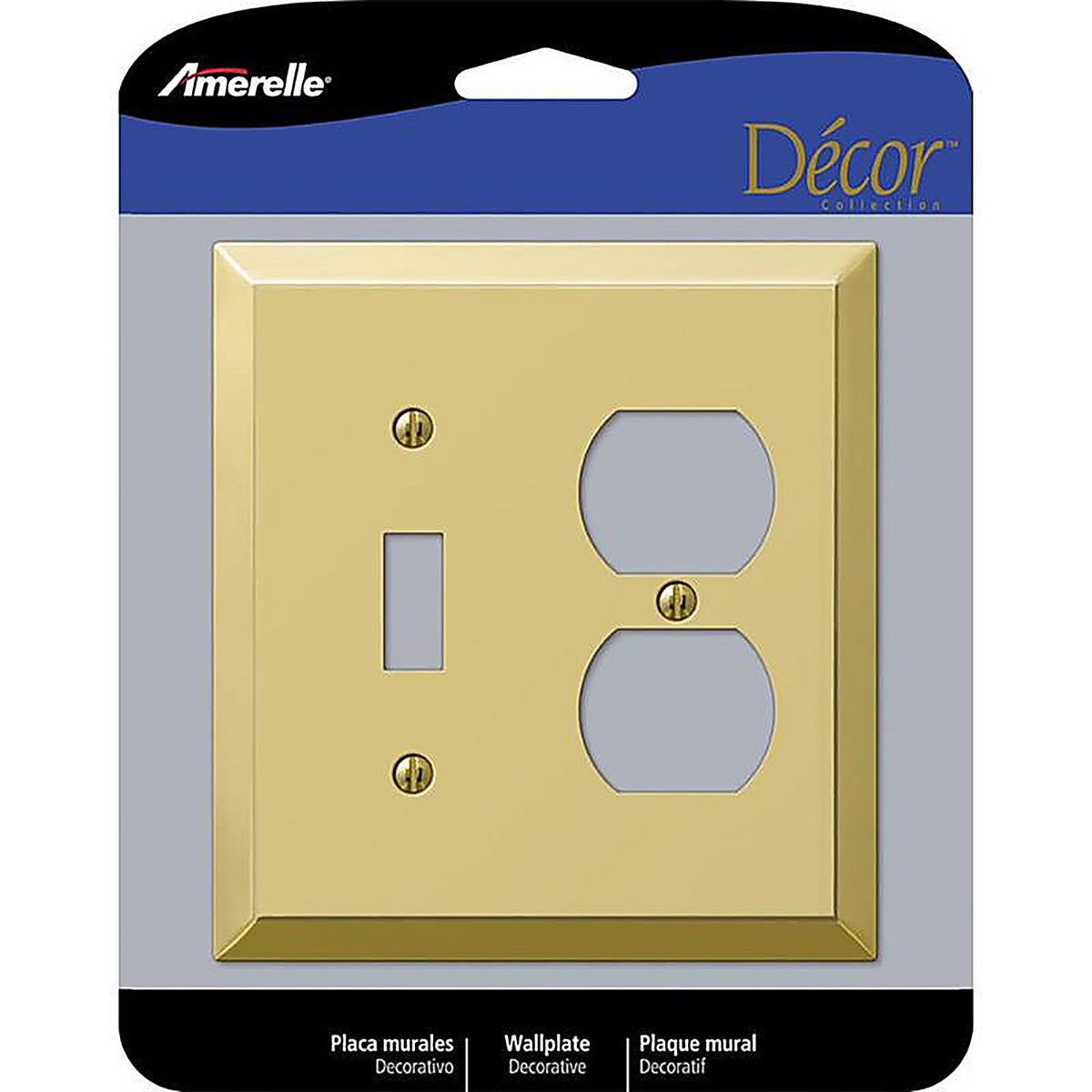 Amerelle - 163TDBR - Century Polished Brass 2 Gang Stamped Steel Duplex/Toggle Wall Plate 1 Pack