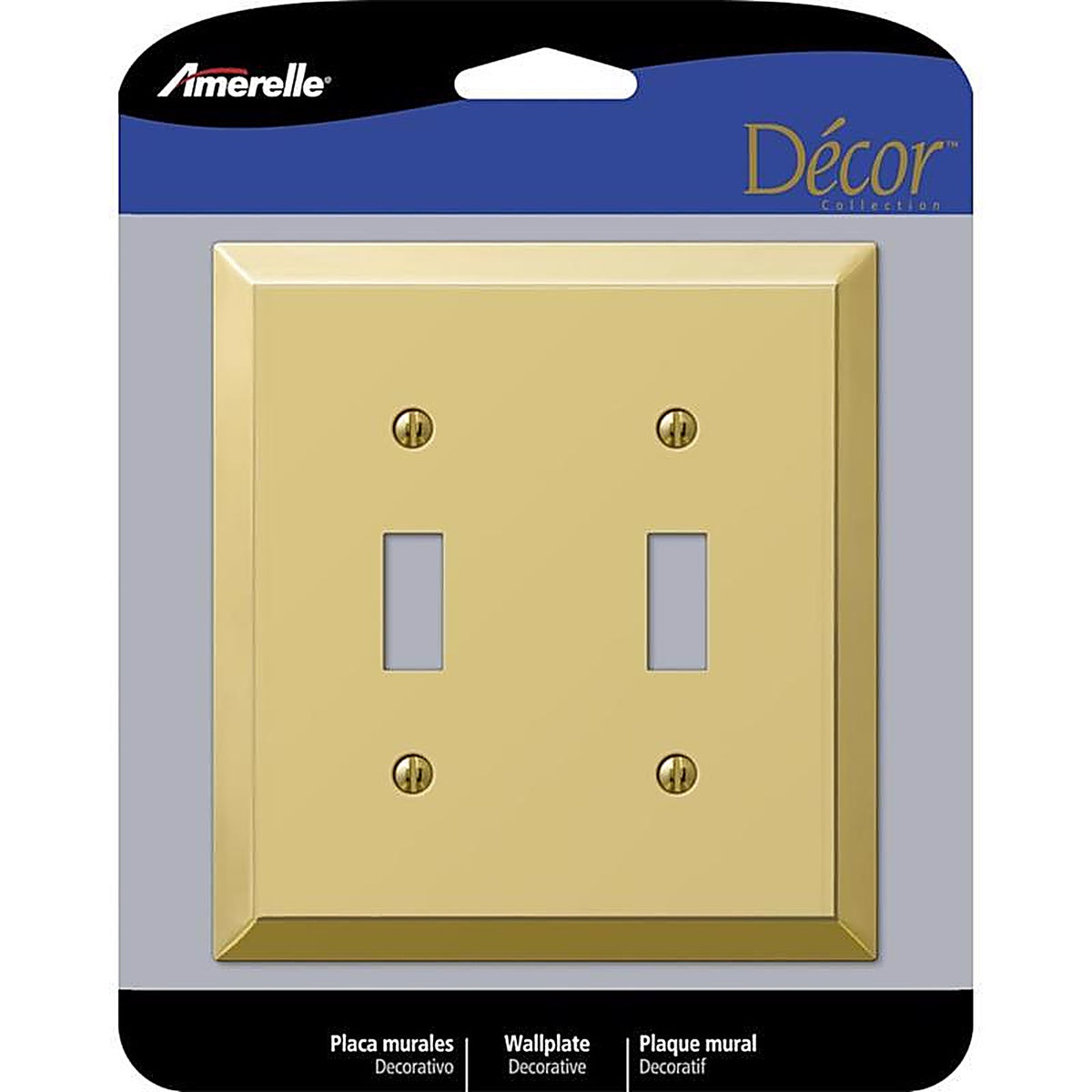 Amerelle 163TTBR Century Polished Brass Brass 2 gang Stamped Steel Toggle Wall Plate 1/Pack