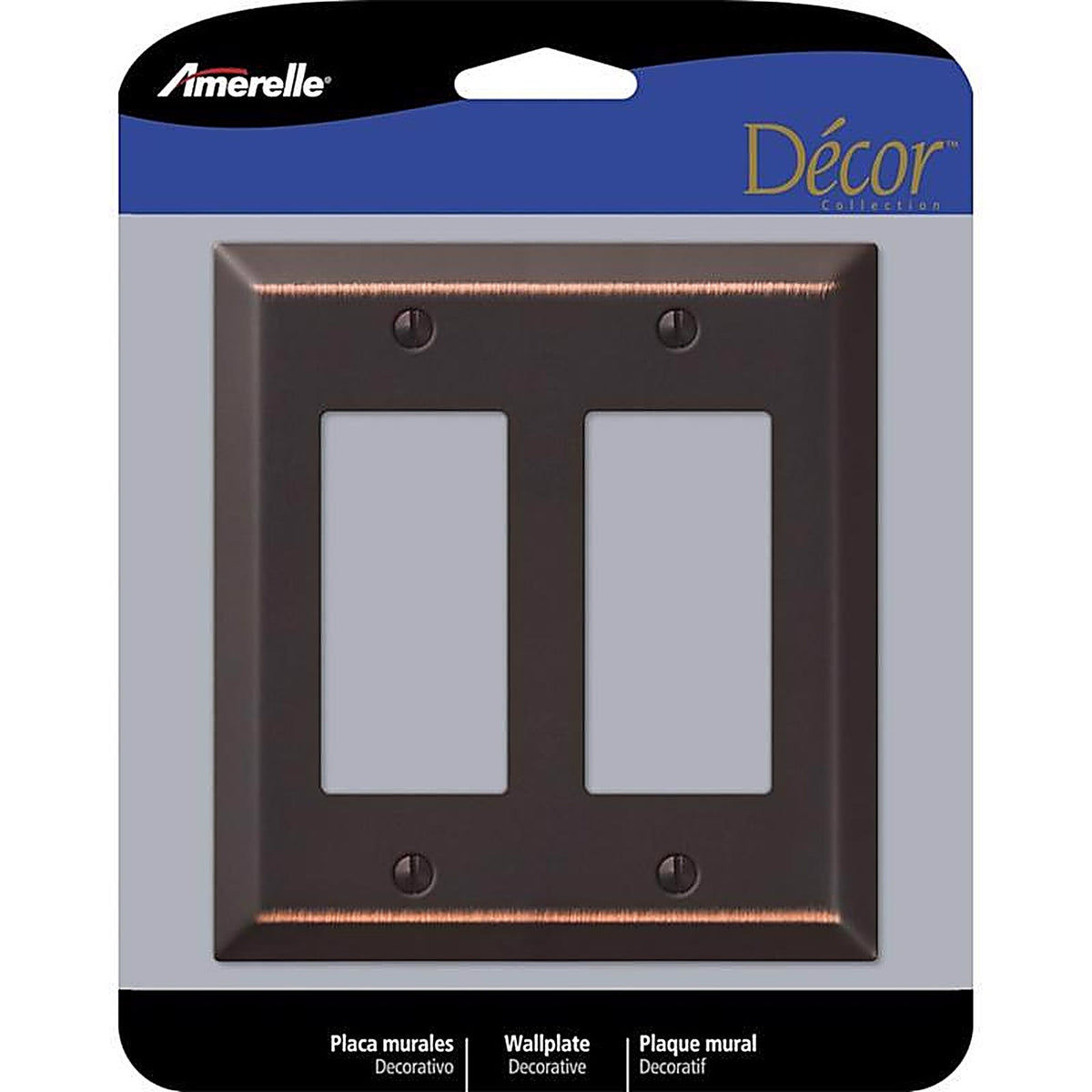 Amerelle - 163RRDB - Century Aged Bronze 2 Gang Stamped Steel Decorator Wall Plate 1 Pack