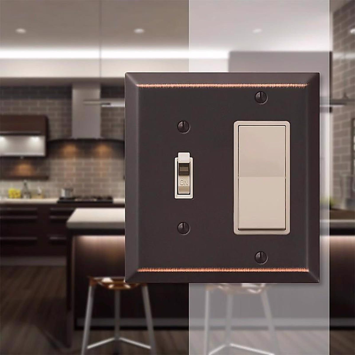 Amerelle - 163TRDB - Century Aged Bronze 2 Gang Stamped Steel Decorator/Toggle Wall Plate 1 Pack