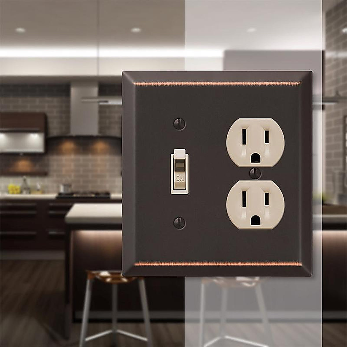 Amerelle - 163TDDB - Century Aged Bronze 2 Gang Stamped Steel Toggle Wall Plate 1 Pack