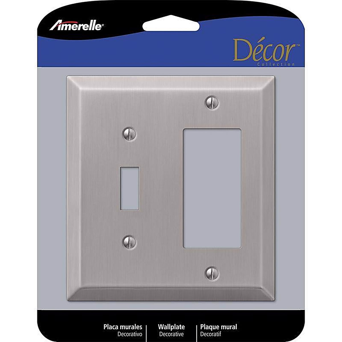 Amerelle 163TRBN Century Brushed Nickel Gray 2 gang Stamped Steel Toggle Wall Plate 1/Pack