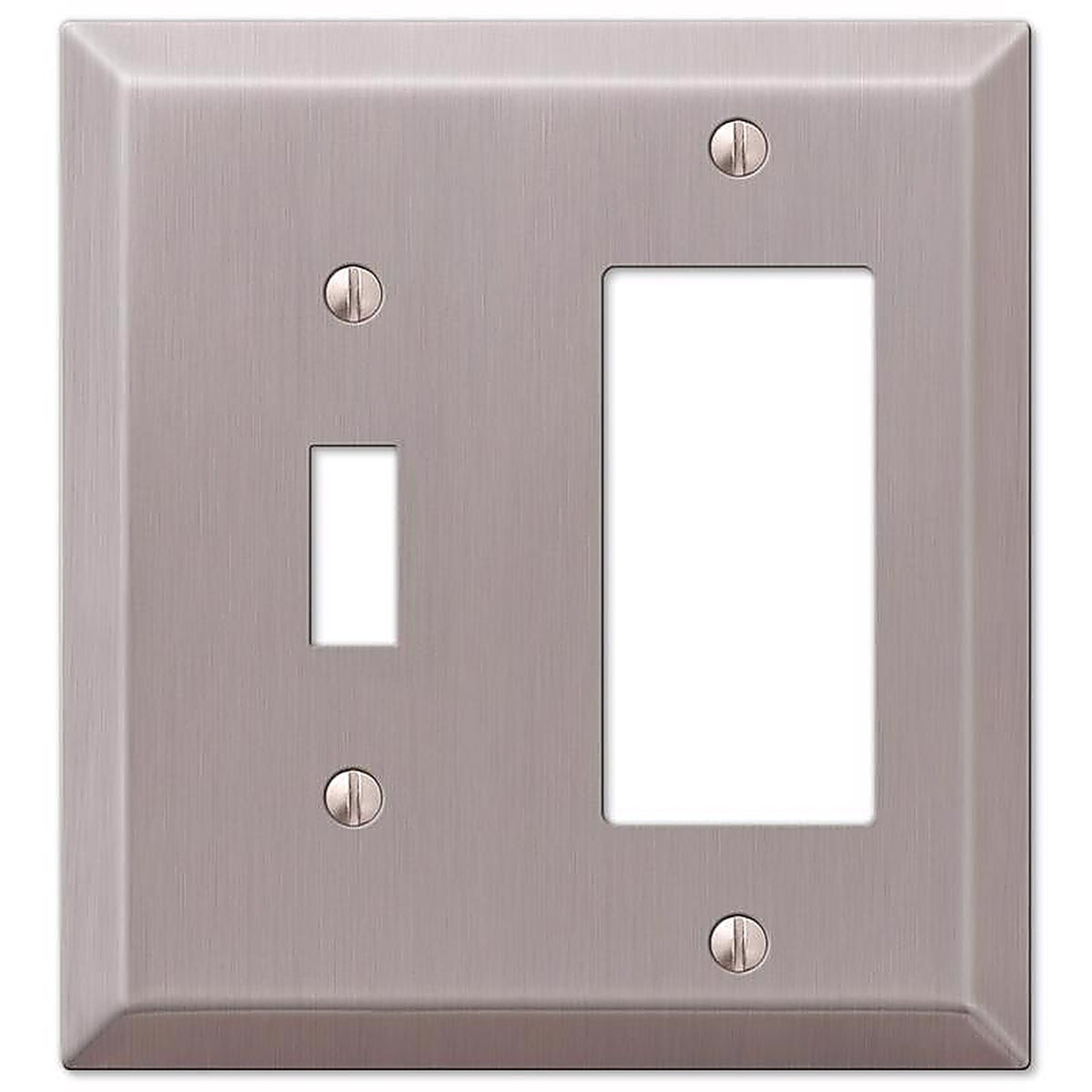 Amerelle 163TRBN Century Brushed Nickel Gray 2 gang Stamped Steel Toggle Wall Plate 1/Pack
