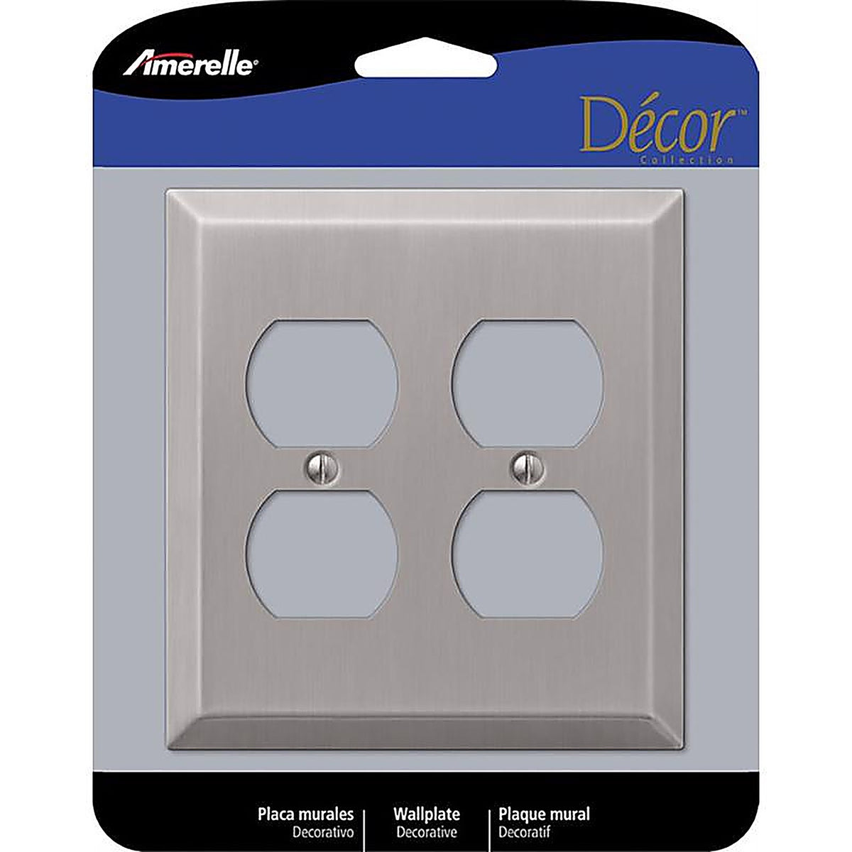 Amerelle - 163DDBN - Century Brushed Nickel 2 Gang Stamped Steel Duplex Wall Plate 1 Pack