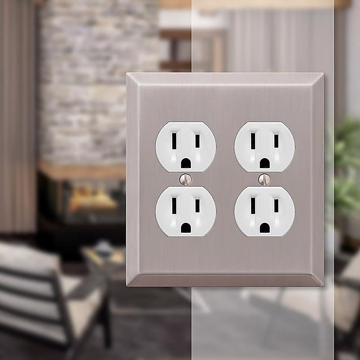 Amerelle - 163DDBN - Century Brushed Nickel 2 Gang Stamped Steel Duplex Wall Plate 1 Pack