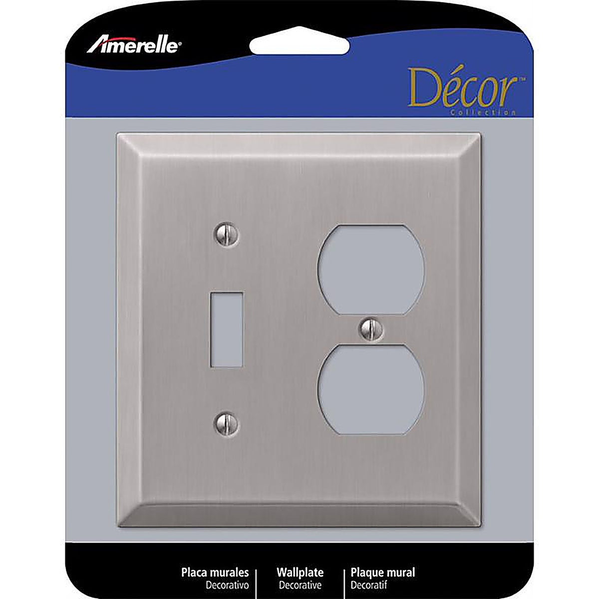 Amerelle - 163TDBN - Century Brushed Nickel 2 Gang Stamped Steel Duplex/Toggle Wall Plate 1 Pack