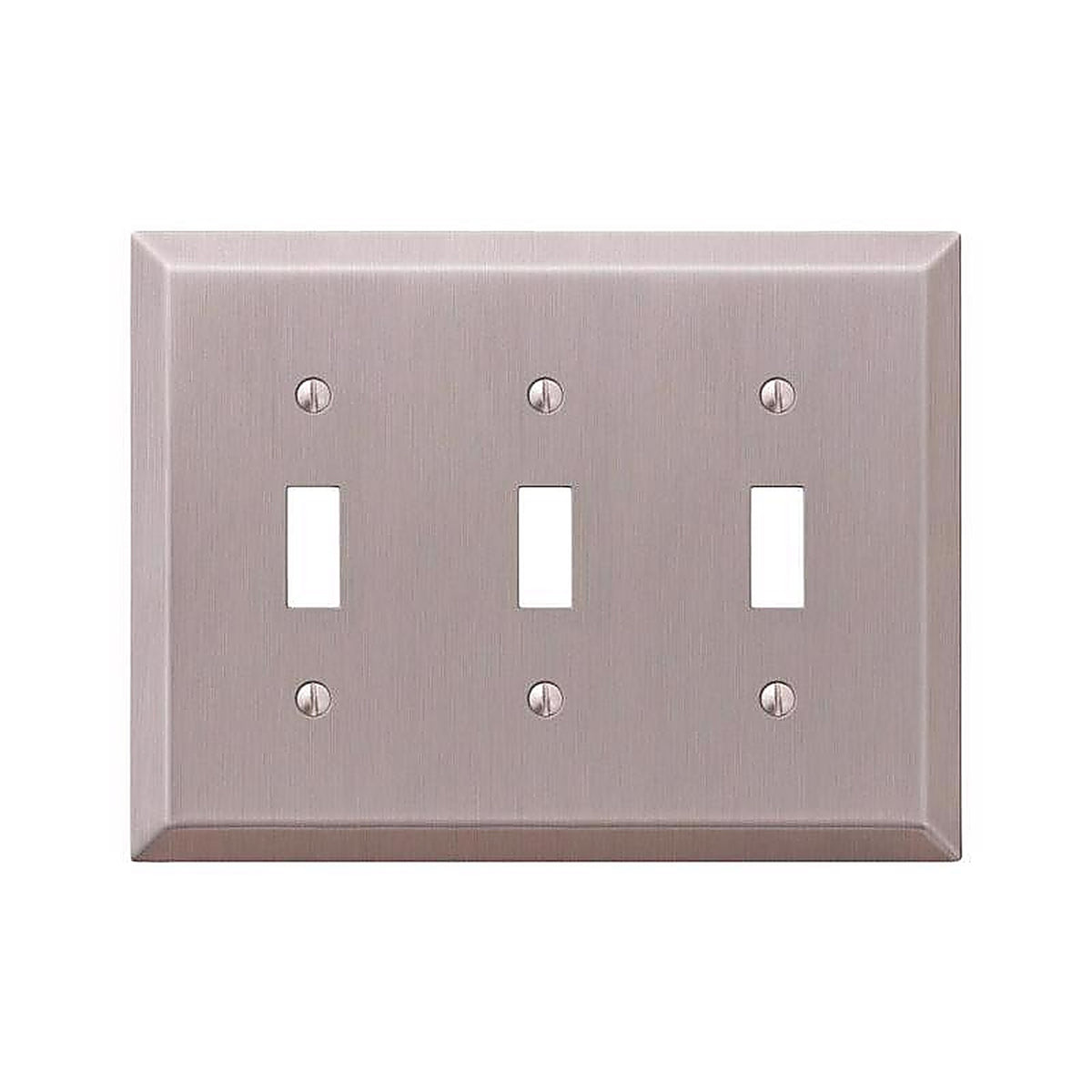 Amerelle 163TTTBN Century Brushed Nickel Gray 3 gang Stamped Steel Toggle Wall Plate 1/Pack