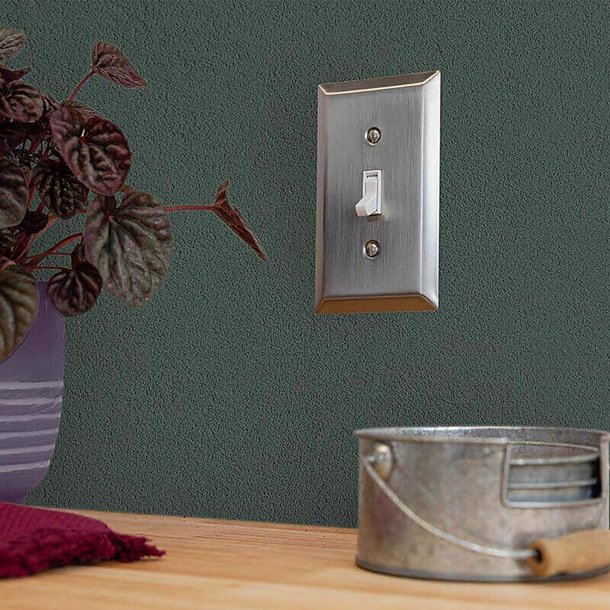 Amerelle 163TTTBN Century Brushed Nickel Gray 3 gang Stamped Steel Toggle Wall Plate 1/Pack