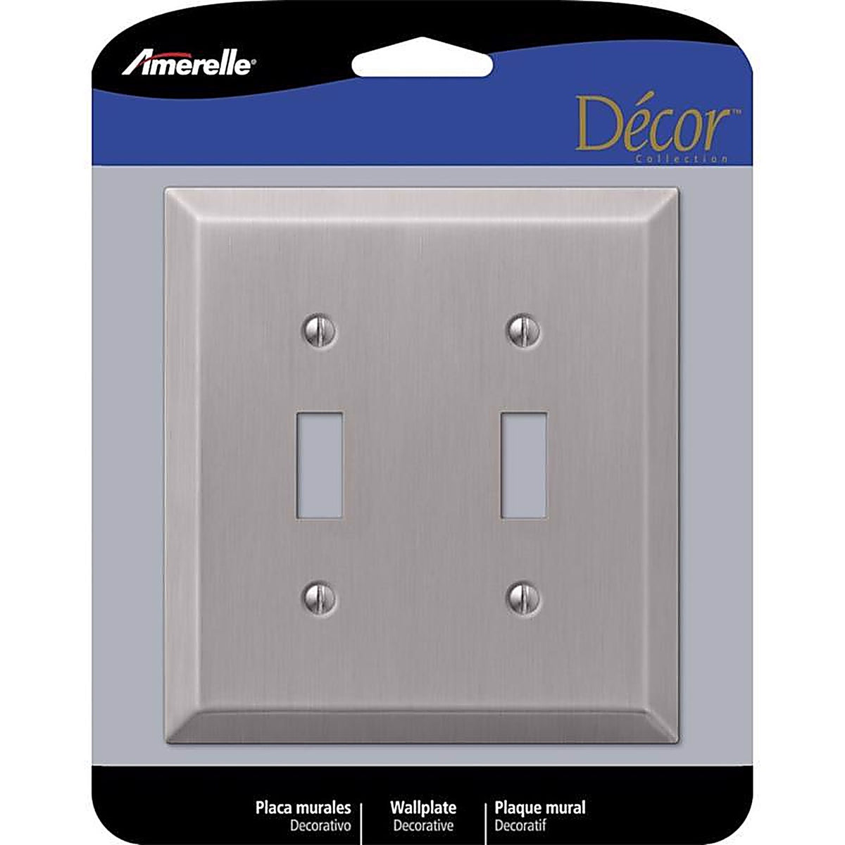 Amerelle 163TTBN Century Brushed Nickel Gray 2 gang Stamped Steel Toggle Wall Plate 1/Pack